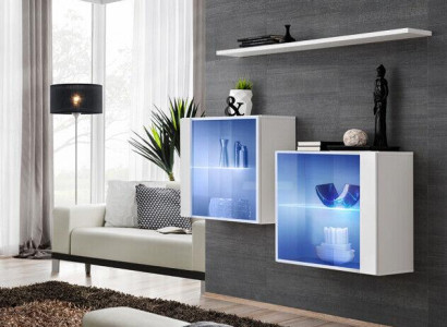 Wall unit new Modern Furnishings Wall Cabinet Shelf White Furniture Complete Living room